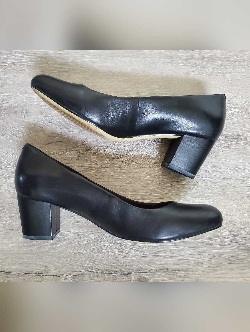 Classic Black Leather Block Heel Pumps - Women's 8.5 Rockport adiPRENE By Adidas